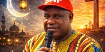 Senator Abdulfatai Omotayo Buhari delivering an official goodwill message