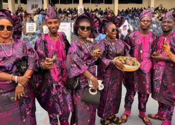 Members of the Omo Ajegbinyo Club parading with traditional calabashes at the Ibadan Cultural Festival.