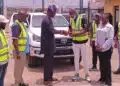 Oyo State officials presenting a kitted communication vehicle for the Ibadan Airport upgrade.