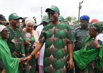 Oyo State Governor Seyi Makinde addressing the 2026 Hajj pilgrims at the Olodo Hajj Camp in Ibadan.