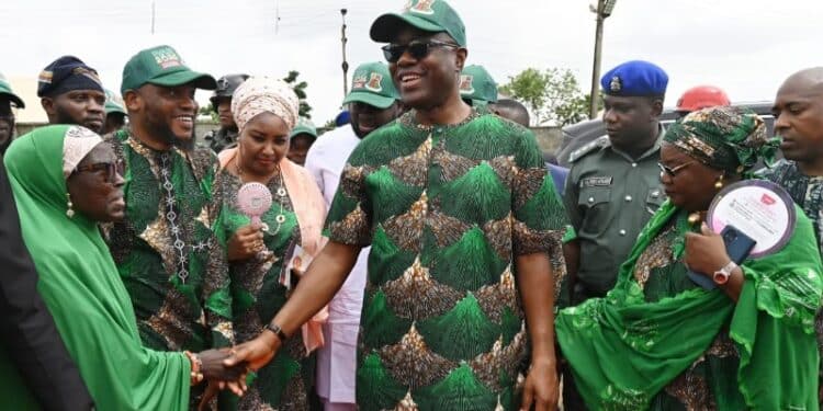 Oyo State Governor Seyi Makinde addressing the 2026 Hajj pilgrims at the Olodo Hajj Camp in Ibadan.