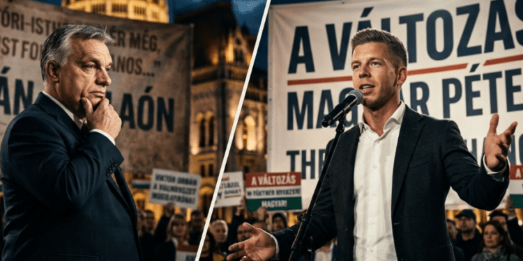 Hungary election results - Viktor Orbán and Péter Magyar