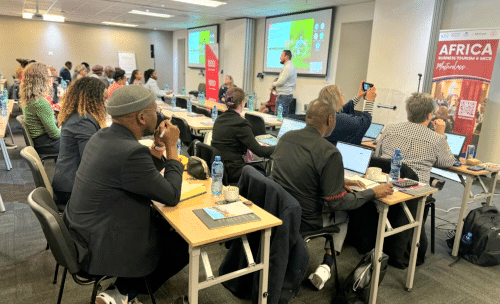 Business professionals networking at the Africa Business Tourism and MICE Masterclass 2026 venue in Johannesburg.