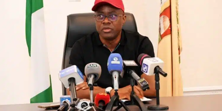Governor Seyi Makinde speaking at a press briefing regarding the Oyo school kidnapping response Oyo State School kidnapping and Oyo State Kidnapping Crisis