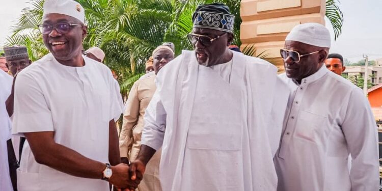 Hon. Adedeji Dhikrullahi Stanley Olajide with Makinde during Eid-el-Kabir 2026