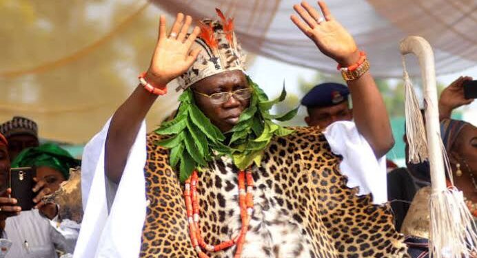 Aare Ona Kakanfo Gani Adams at a Yoruba regional security summit addressing traditional leaders.