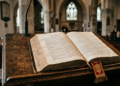 Religious Extremism In Nigeria: The Pulpit And An open Bible resting on a wooden pulpit, symbolising the power of rhetoric in religious teaching.