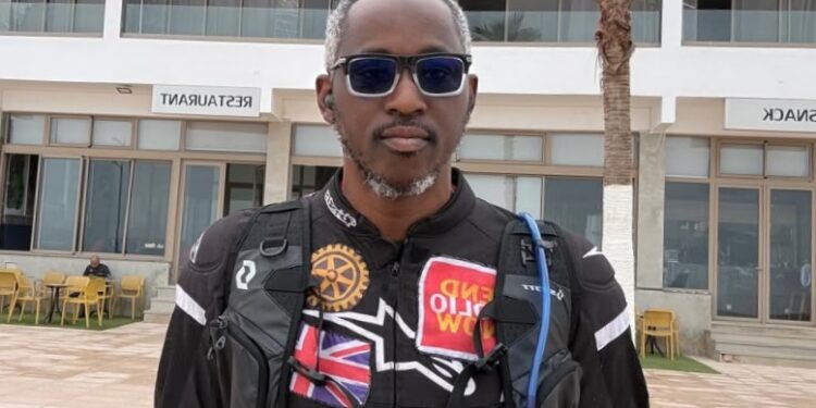 Captain Olatunji Emmanuel Okedeyi riding for End Polio Campaign