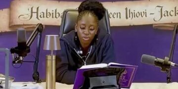 Habibat Salawudeen during her longest Bible reading marathon Guinness World Record attempt.