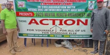Officials leading an anti-drug campaign to educate residents on substance abuse at Gwagwalada Market.