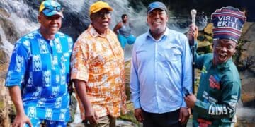 ​Ambassador Olawanle Akinboboye of La Campagne Tropicana Beach Resort and Governor Biodun Oyebanji