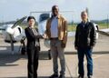 Nigerian officials inspecting aerial Oyo State Security Surveillance acquired for Seyi Makinde's security initiative.