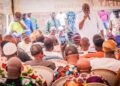 Oyo South senatorial candidate, Hon Adedeji Dhikrullahi Stanley Olajide, speaking at the Anfaani community town hall meeting in Ibadan.