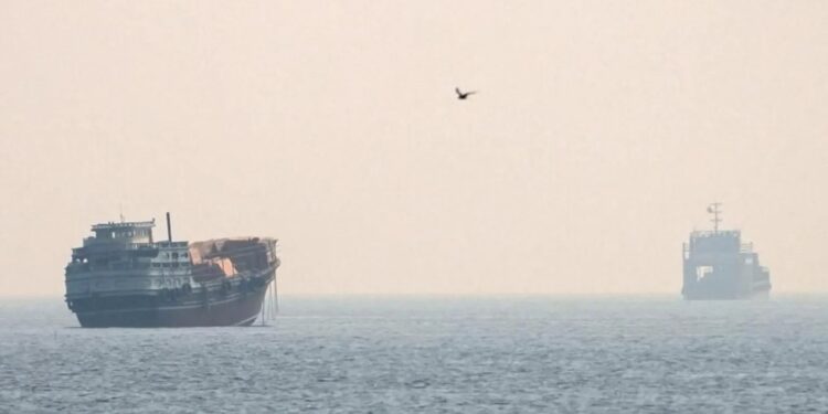US navy vessel launching missiles in the Gulf during US strikes on Iran