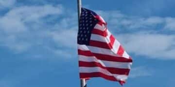 United State half flag - US troops were killed in Jordan