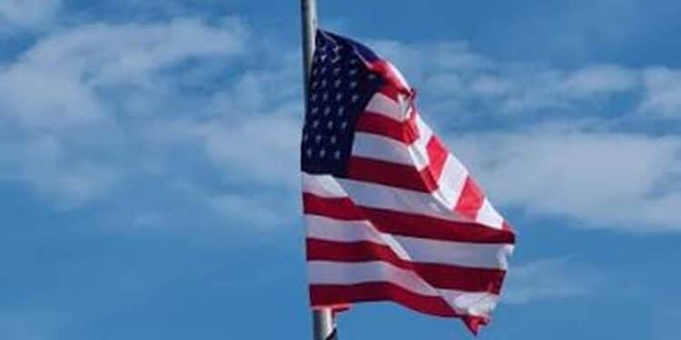 United State half flag - US troops were killed in Jordan