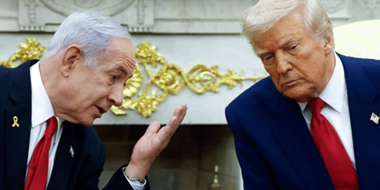 Israeli Prime Minister Benjamin Netanyahu with US President Donald Trump on Gaza Peace Plan