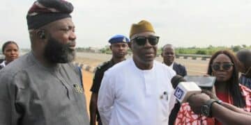 Oyo State Acting Governor inspecting the asphalted dual carriageway on the Circular Road project in Ibadan.