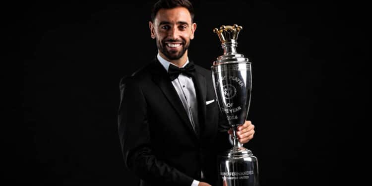 PFA Men Player Of The Year Bruno Fernandes Wins Award Hat-Trick