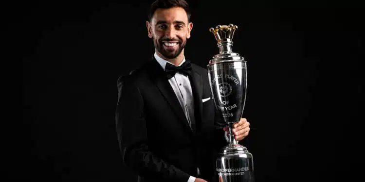 PFA Men Player Of The Year Bruno Fernandes Wins Award Hat-Trick