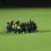 Nigeria's U-17 national football team lined up on the pitch ahead of their match against Ghana