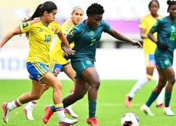 Falconets U20 in possession against Colombia