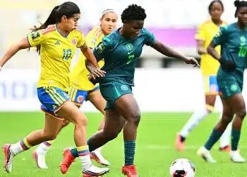 Falconets U20 in possession against Colombia