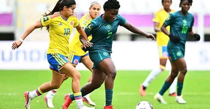 Falconets U20 in possession against Colombia