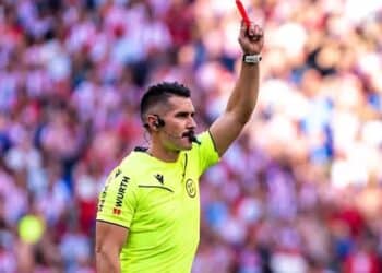 Madrid Derby referee suspended Miguel Angel Ortiz Arias officiating during La Liga match between Real Madrid and Atletico Madrid.