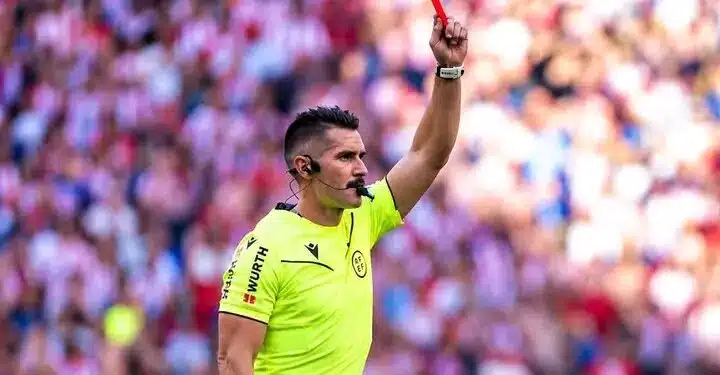 Madrid Derby referee suspended Miguel Angel Ortiz Arias officiating during La Liga match between Real Madrid and Atletico Madrid.
