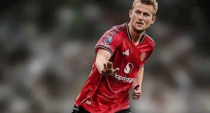 Manchester United central defender Matthijs de Ligt during a Premier League match at Old Trafford.