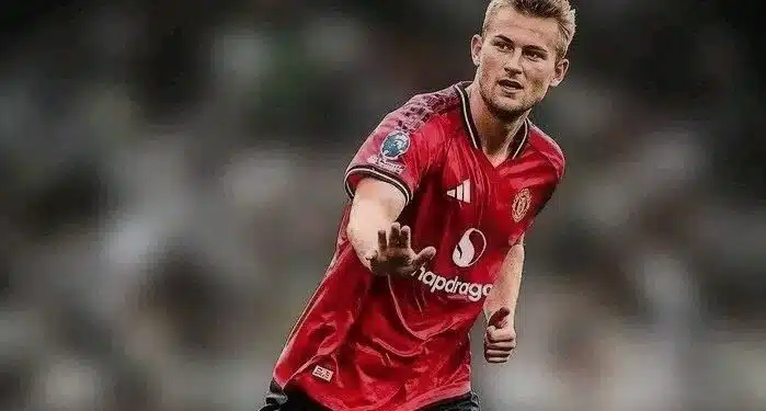 Manchester United central defender Matthijs de Ligt during a Premier League match at Old Trafford.