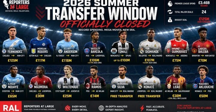 2026 summer transfer window featuring major football transfers and transfer fees