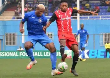 Enyimba FC players react after conceding a goal during their fourth straight NPFL defeat, illustrating how the Enyimba crisis deepens.