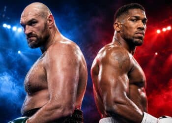 Anthony Joshua vs Fury confirmed faceoff preview graphic for the December 11 heavyweight showdown.