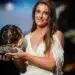 Alexia Putellas celebrates winning the 2026 Ballon d’Or Féminin at the awards ceremony in London.