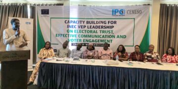 INEC officials attending the International Press Centre (IPC) electoral communication training workshop in Ibadan.