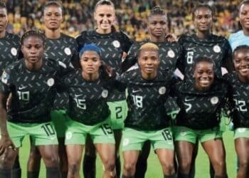 Nigeria's Super Falcons players in their green jerseys following their drop to 43rd in the FIFA Women's World Rankings.