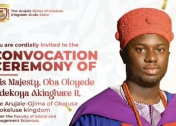 The youngest Yoruba king, Oba Oloyede Adekoya Akinghare II, at his university graduation ceremony.